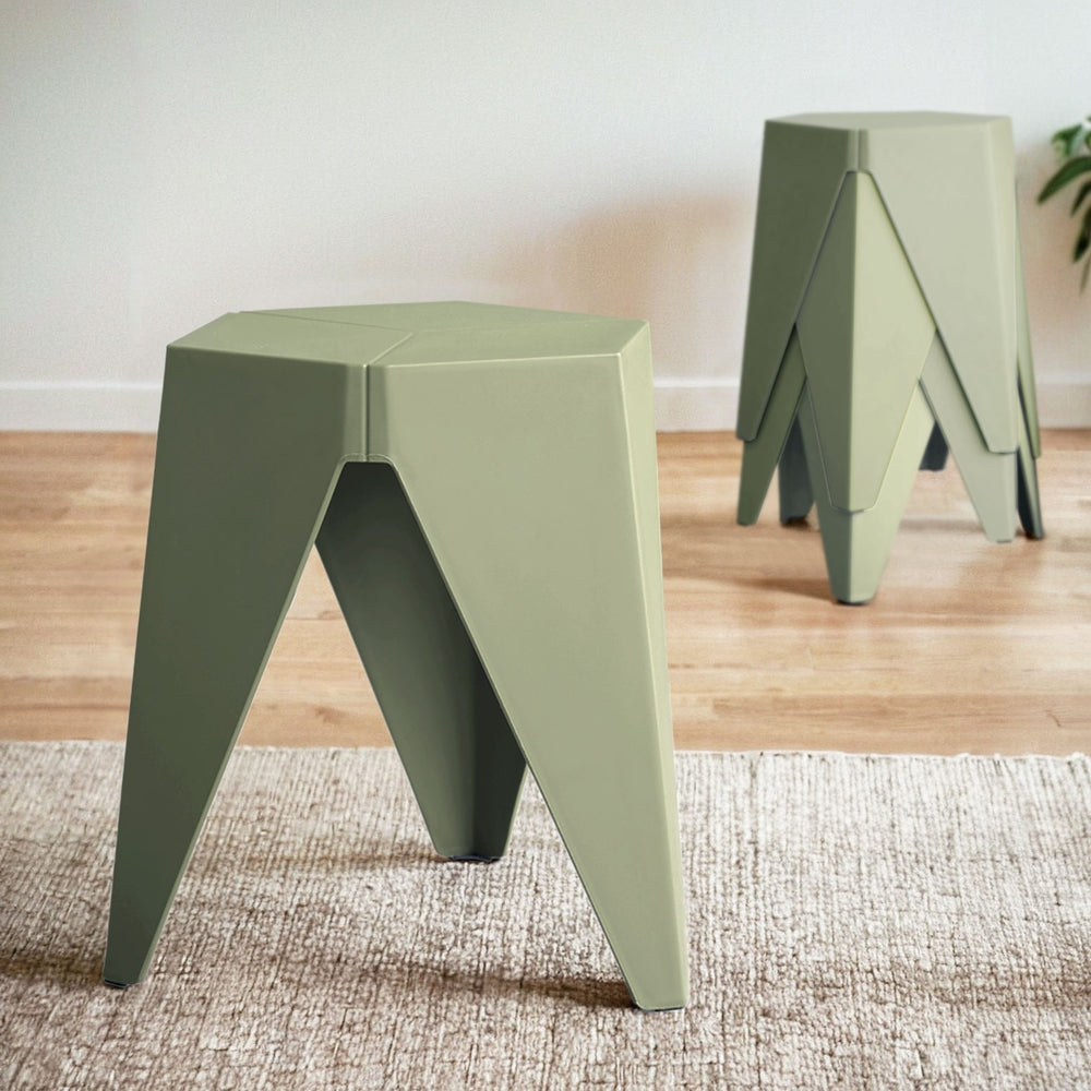 Artiss 4PC Puzzle Stool Bar Stools Stackable Green