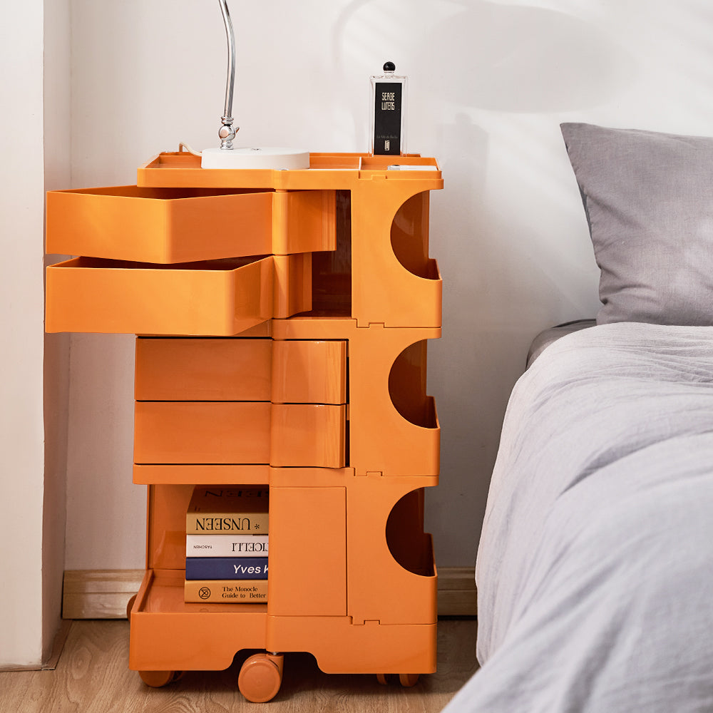 Artiss Storage Trolley Bedside Table 5 Tier Cart Boby Replica Orange