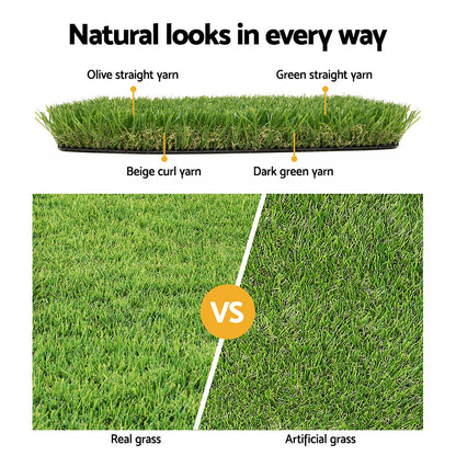 Primeturf Artificial Grass 20SQM 20mm Synthetic Fake Lawn Turf Plant Plastic 4-coloured 1mx10m