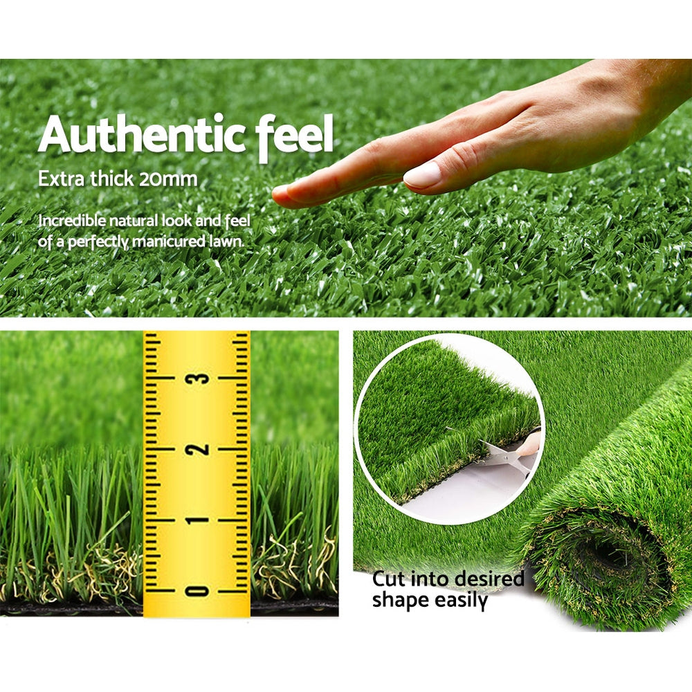 Primeturf Artificial Grass 100SQM 30mm Synthetic Fake Lawn Turf Plastic Plant 4-coloured 2mx5m