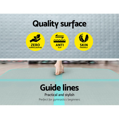 Everfit 3m x 1m Air Track Mat Gymnastic Tumbling Mint Green and Grey