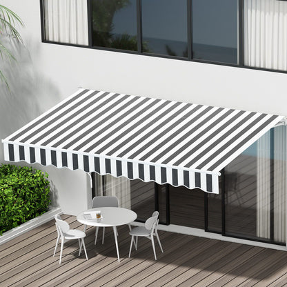 Instahut Retractable Folding Arm Awning Motorised Sunshade 4Mx3M Grey White