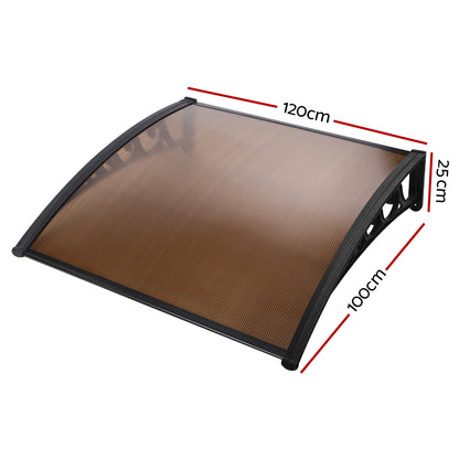 Instahut Window Door Awning 1mx1.2m Brown