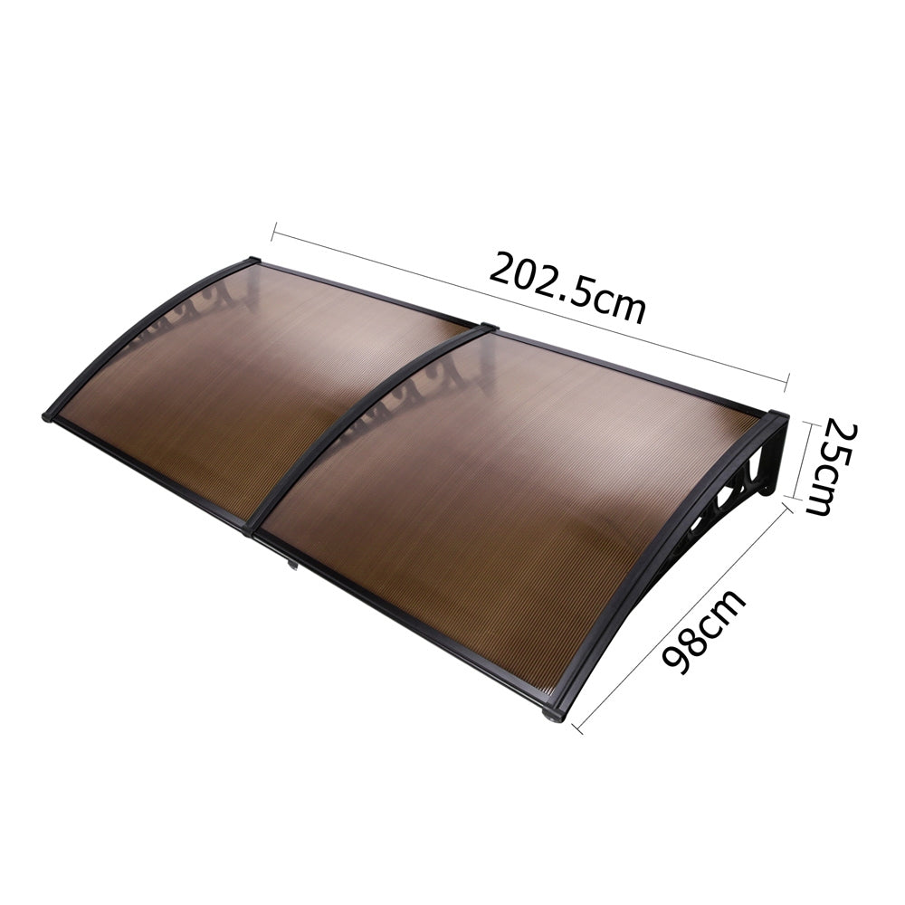 Instahut Window Awning Door Canopy 1m x 2m Brown