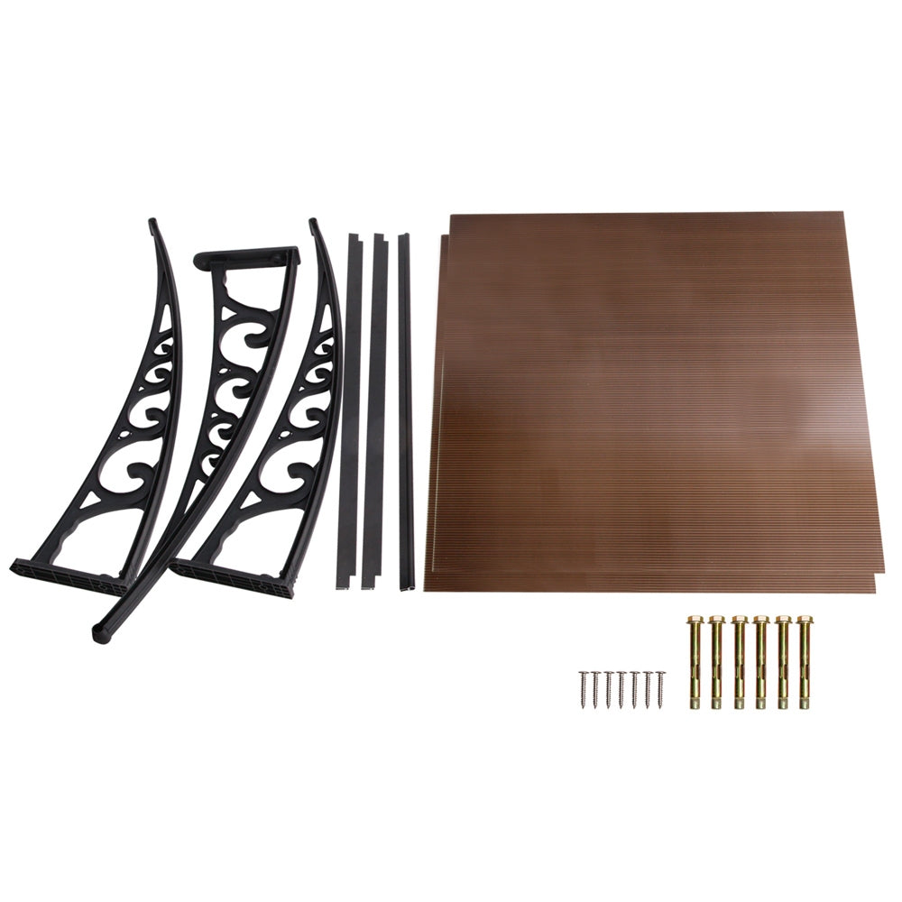 Instahut Window Awning Door Canopy 1m x 2m Brown