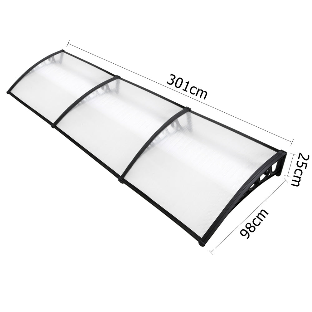 Instahut Window Door Awning 1mx3m Transparent