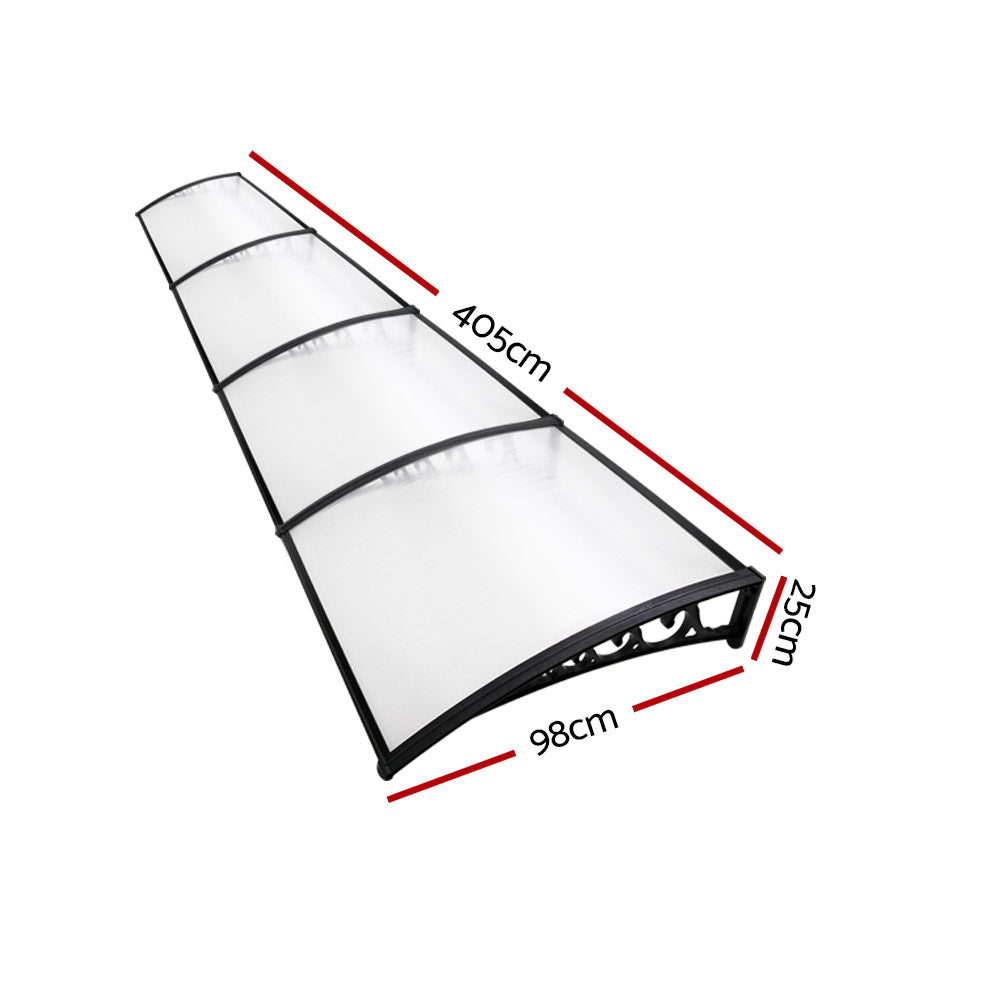 Instahut Window Door Awning 1mx4m Transparent