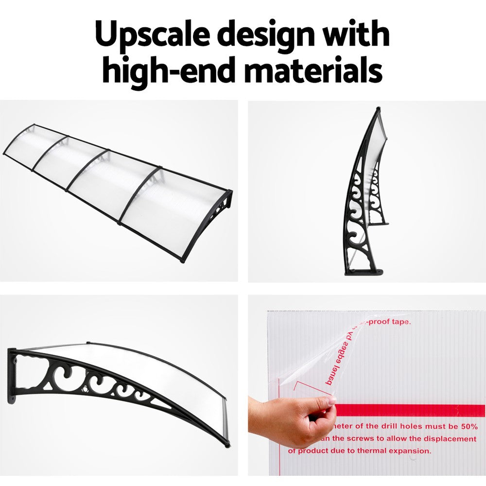 Instahut Window Door Awning 1mx4m Transparent