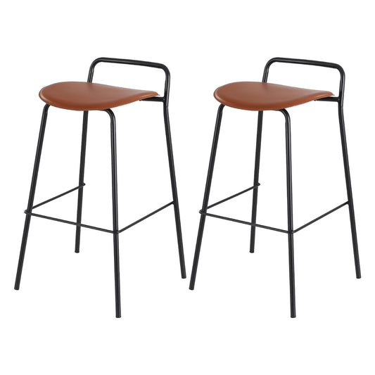 2x Artiss Bar Stools Kitchen Counter Stools Metal Brown