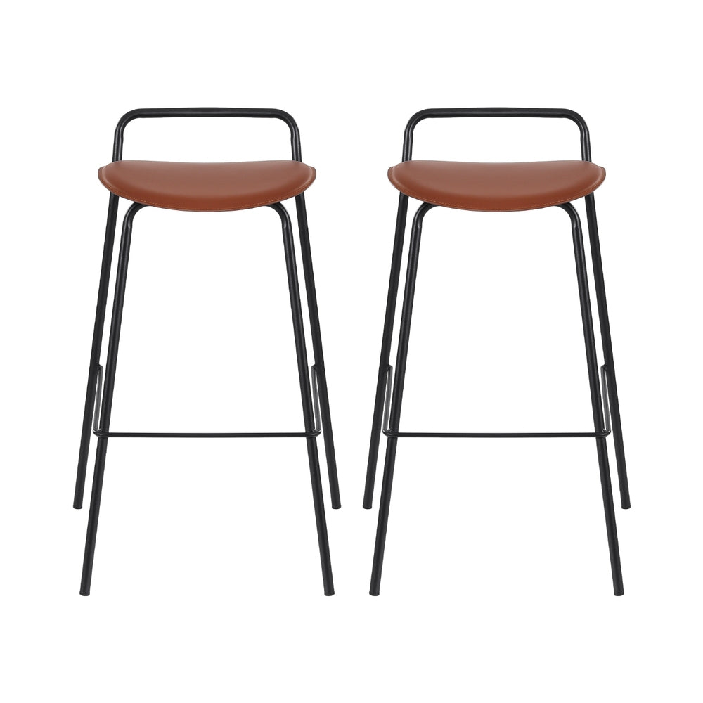 2x Artiss Bar Stools Kitchen Counter Stools Metal Brown