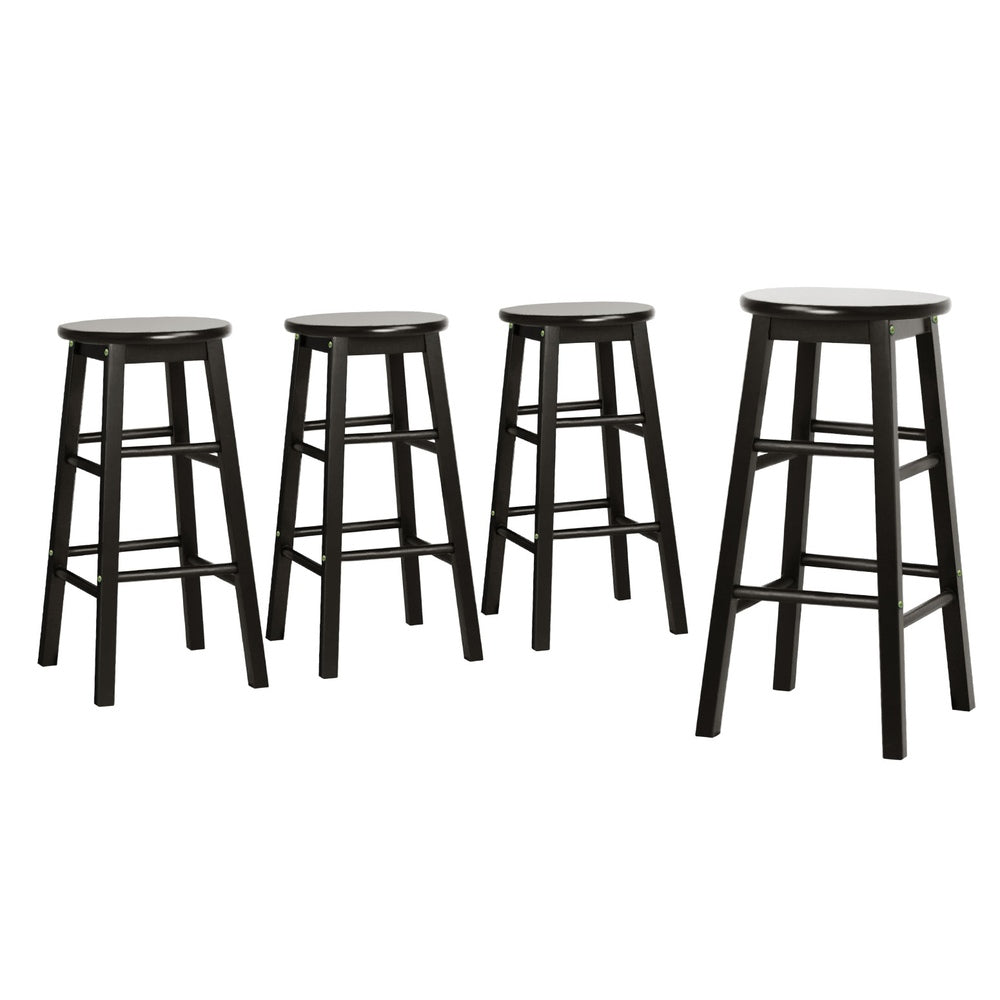 Artiss 4x Bar Stools Round Chairs Wooden Black