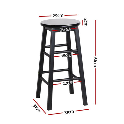 Artiss 4x Bar Stools Round Chairs Wooden Black