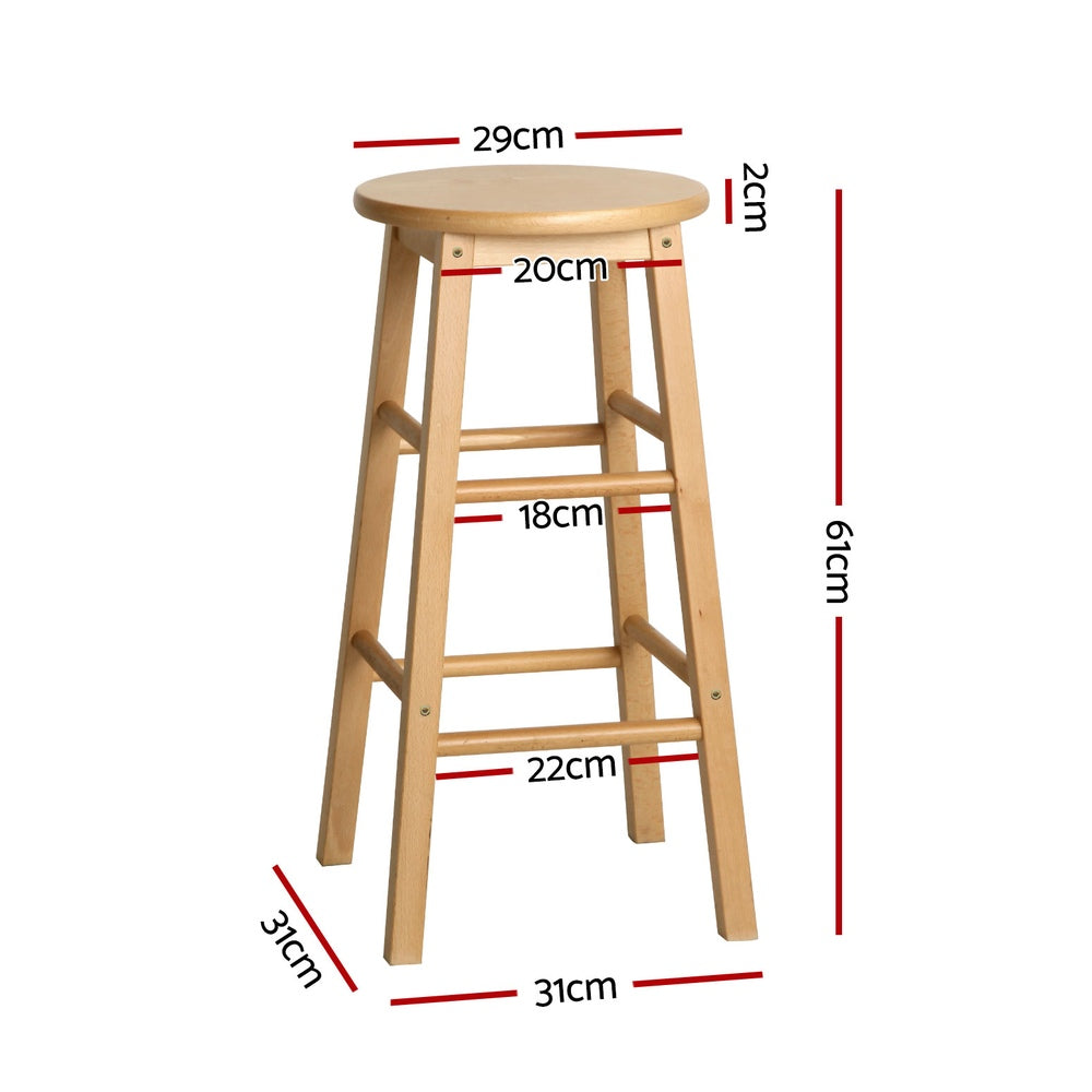 Artiss 4x Bar Stools Round Chairs Wooden Nature