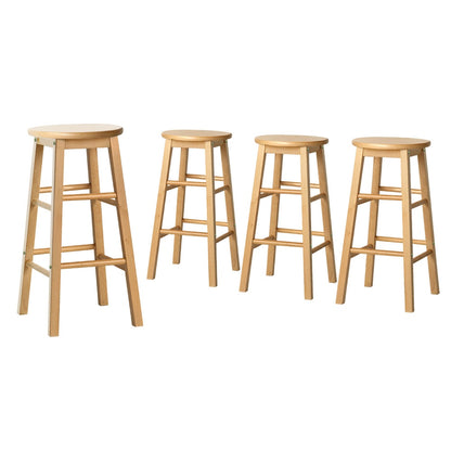 Artiss 4x Bar Stools Round Chairs Wooden Nature