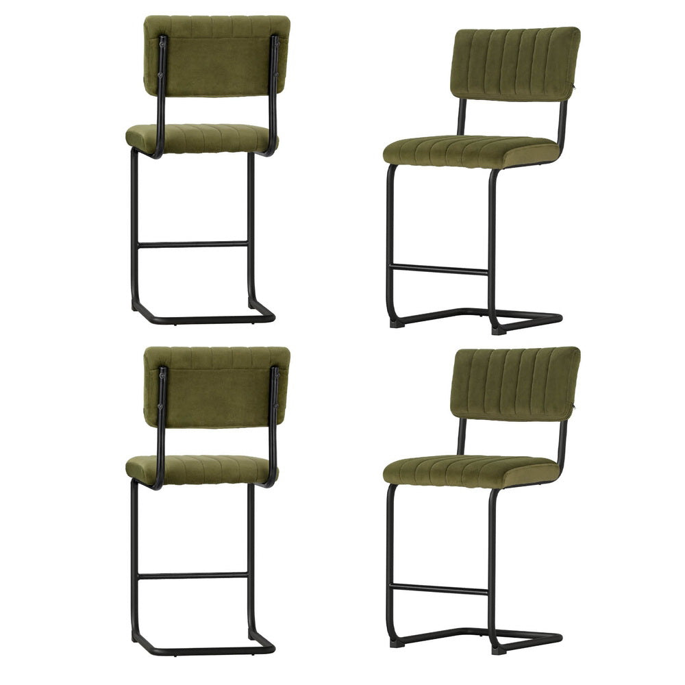 Artiss 4x Bar Stools Velvet Chairs Green