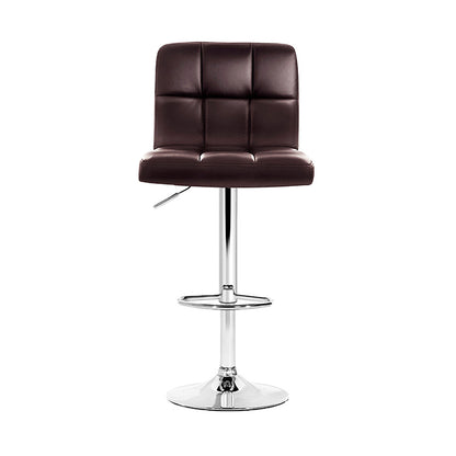 Artiss 4x Bar Stools Leather Gas Lift Brown