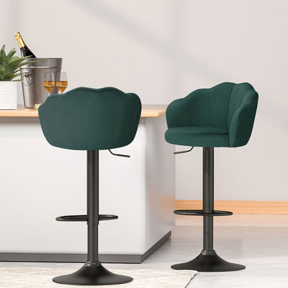 Artiss 4x Bar Stools Gas Lift Velvet Green