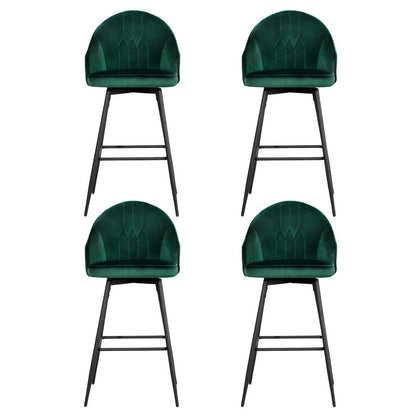 Artiss 4x Bar Stools Velvet Swivel Metal Legs Green