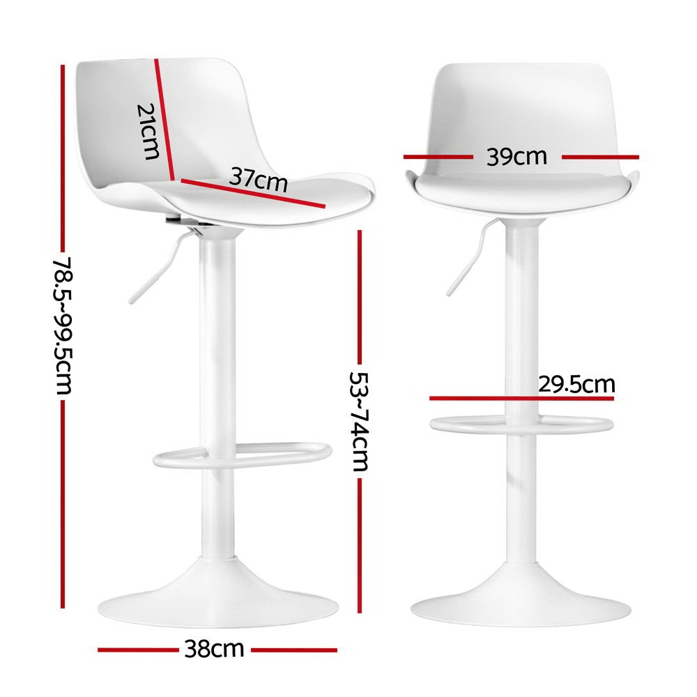 4x Artiss Bar Stools Kitchen Swivel Gas Lift Stool Leather Dining Chairs White