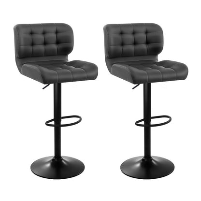 Artiss 2x Bar Stools Gas Lift Leather Padded Grey