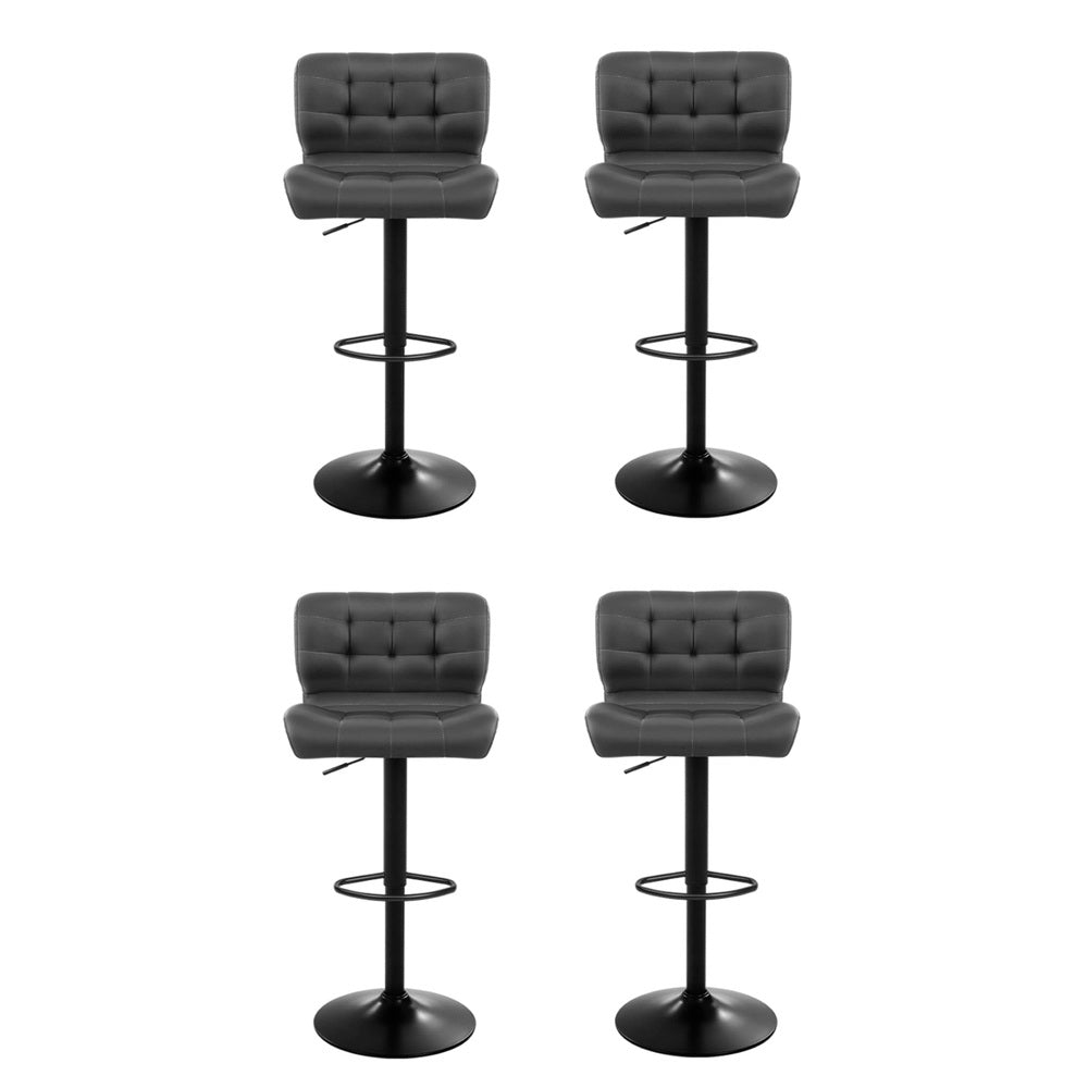 Artiss 4x Bar Stools Gas Lift Leather Padded Grey