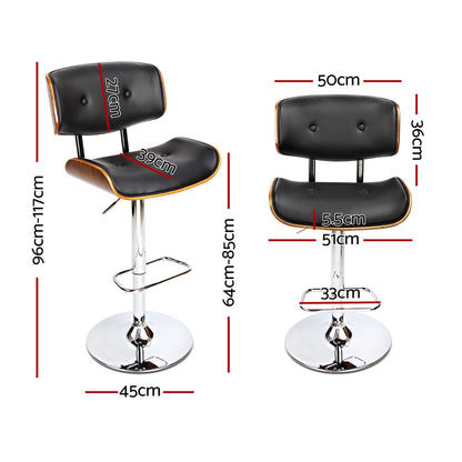 Artiss 4x Bar Stools Gas Lift Leather Black