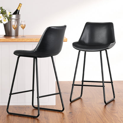 Artiss 4x Bar Stools Leather Padded Metal Legs Black