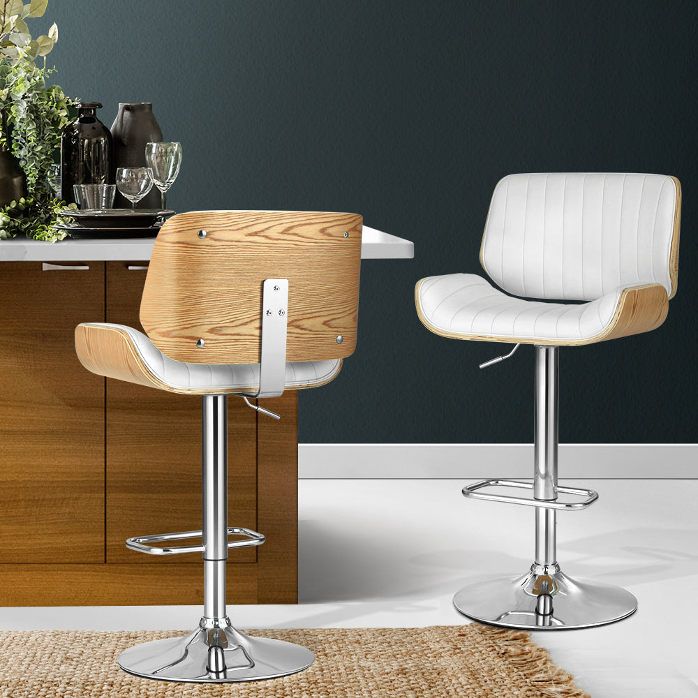 Artiss 2x Bar Stools Adjustable Leather Chairs