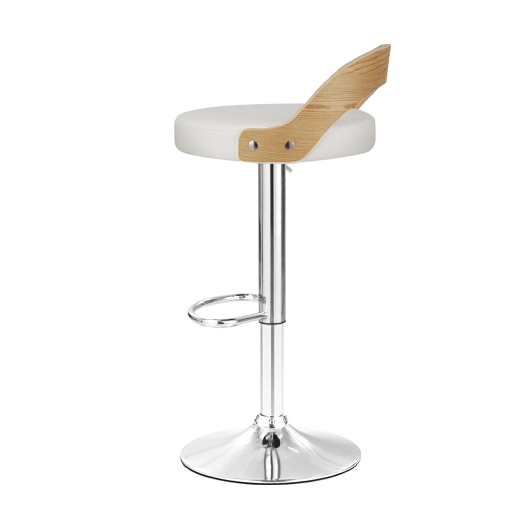 Artiss 2x Bar Stools Adjustable Leather Padded White