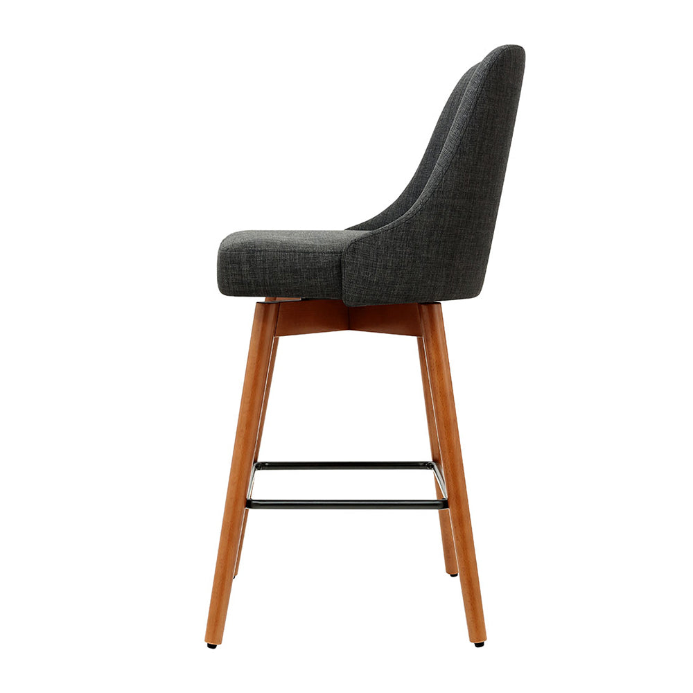 Artiss 4x Bar Stools Swivel Seat Wooden Charcoal