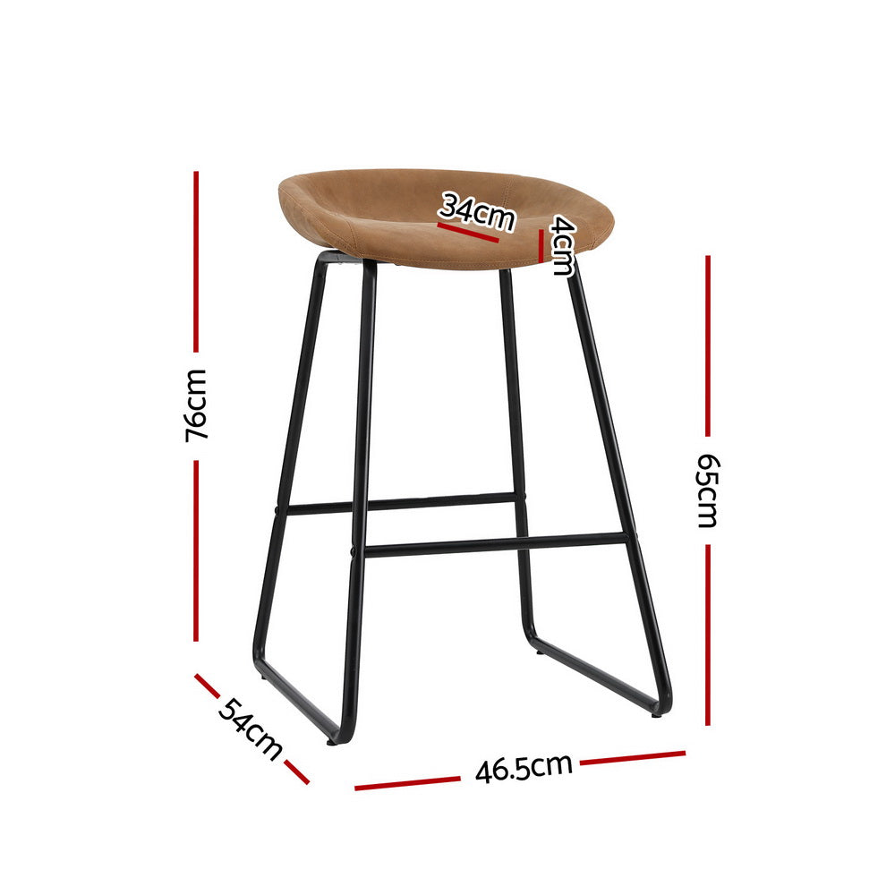 Artiss 4x Bar Stools Kitchen Dining Chairs Counter Stool PU Leather Metal Brown