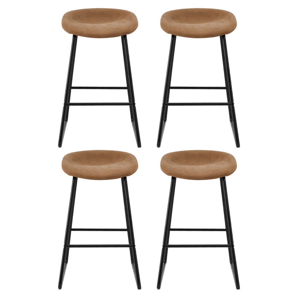 Artiss 4x Bar Stools Kitchen Dining Chairs Counter Stool PU Leather Metal Brown