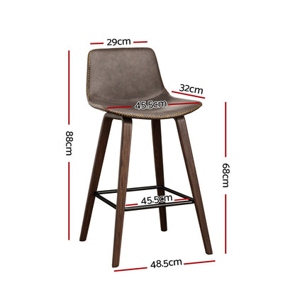 Artiss 4x Bar Stools Vintage Leather Wooden