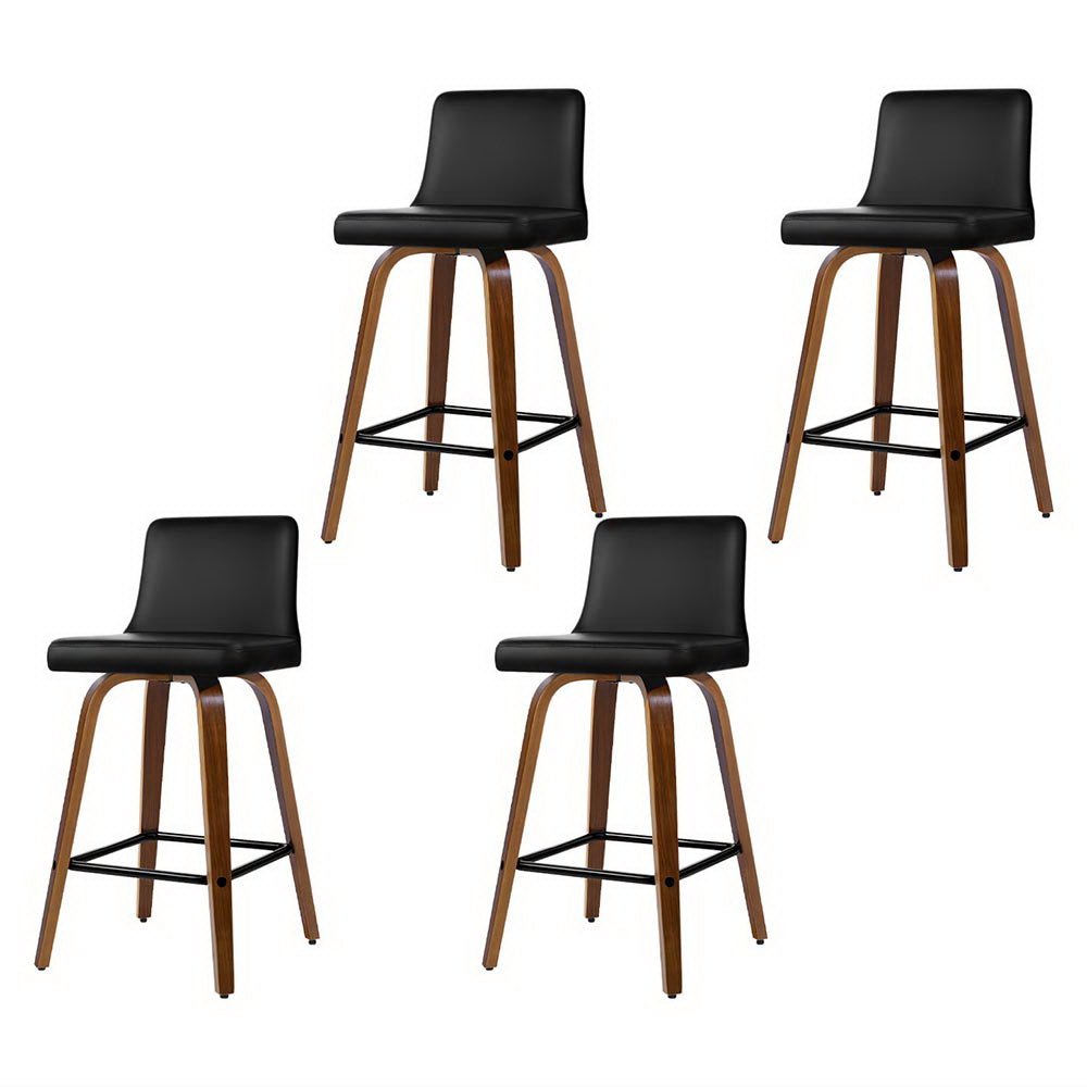 Artiss 4x Bar Stools Swivel Leather Padded Wooden