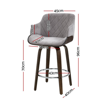 Artiss 4x Bar Stools Swivel Velvet Padded Wooden