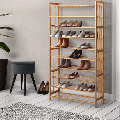 Artiss Shoe Rack Cabinet Bamboo 10-tier 50 Pairs