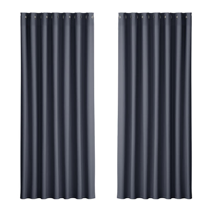 Artiss 2X Blockout Curtains Eyelet 240x230cm Charcoal