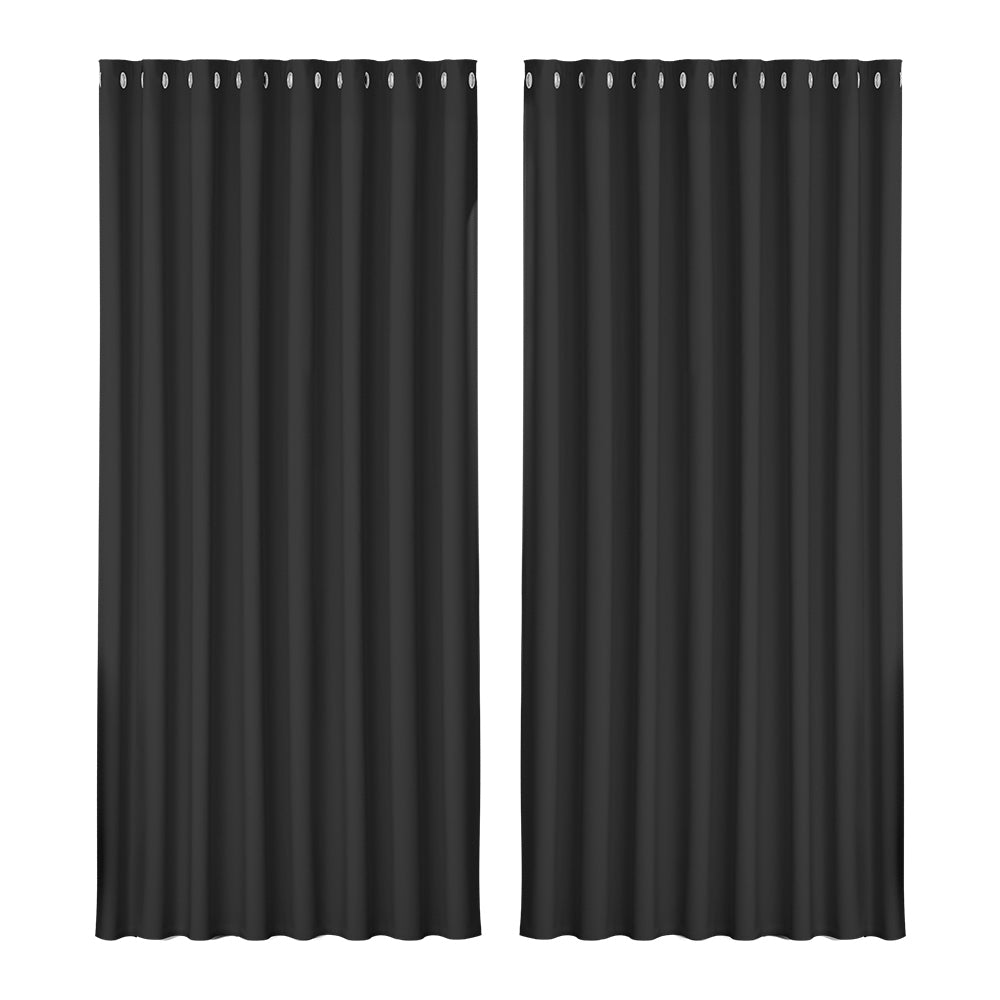 Artiss 2X Blockout Curtains Eyelet 300x230cm Black