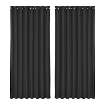 Artiss 2X Blockout Curtains Eyelet 300x230cm Black