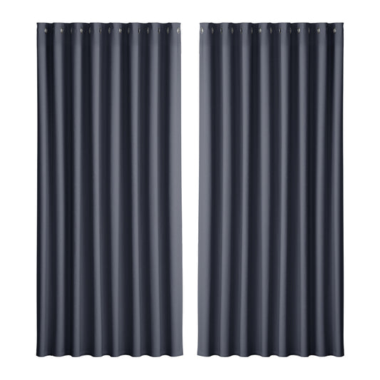 Artiss 2X Blockout Curtains Eyelet 300x230cm Charcoal