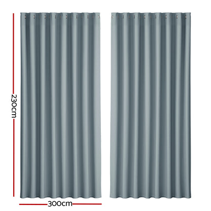 Artiss 2X Blockout Curtains Eyelet 300x230cm Grey