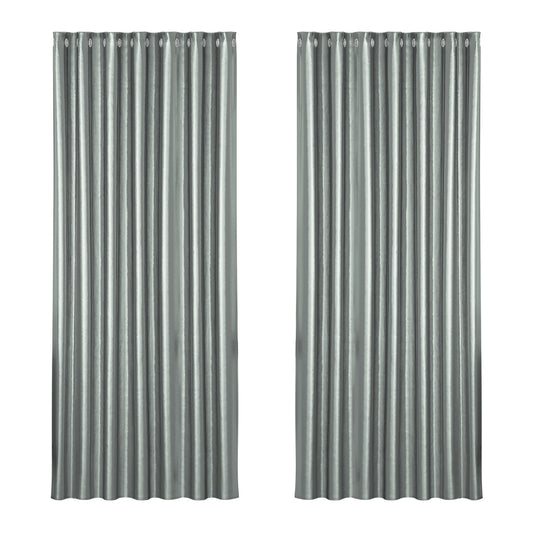 Artiss 2X Blockout Curtains Eyelet 240x230cm Grey Shine