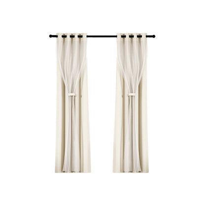 Artiss 2X 132x213cm Blockout Sheer Curtains Beige