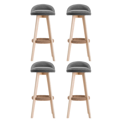 Artiss 4x Bar Stools Padded Linen Wooden Grey