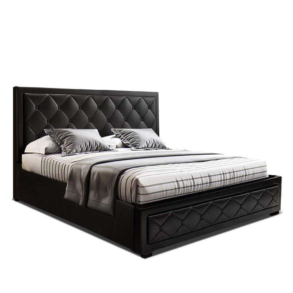 Artiss Bed Frame King Size Gas Lift Black TIYO