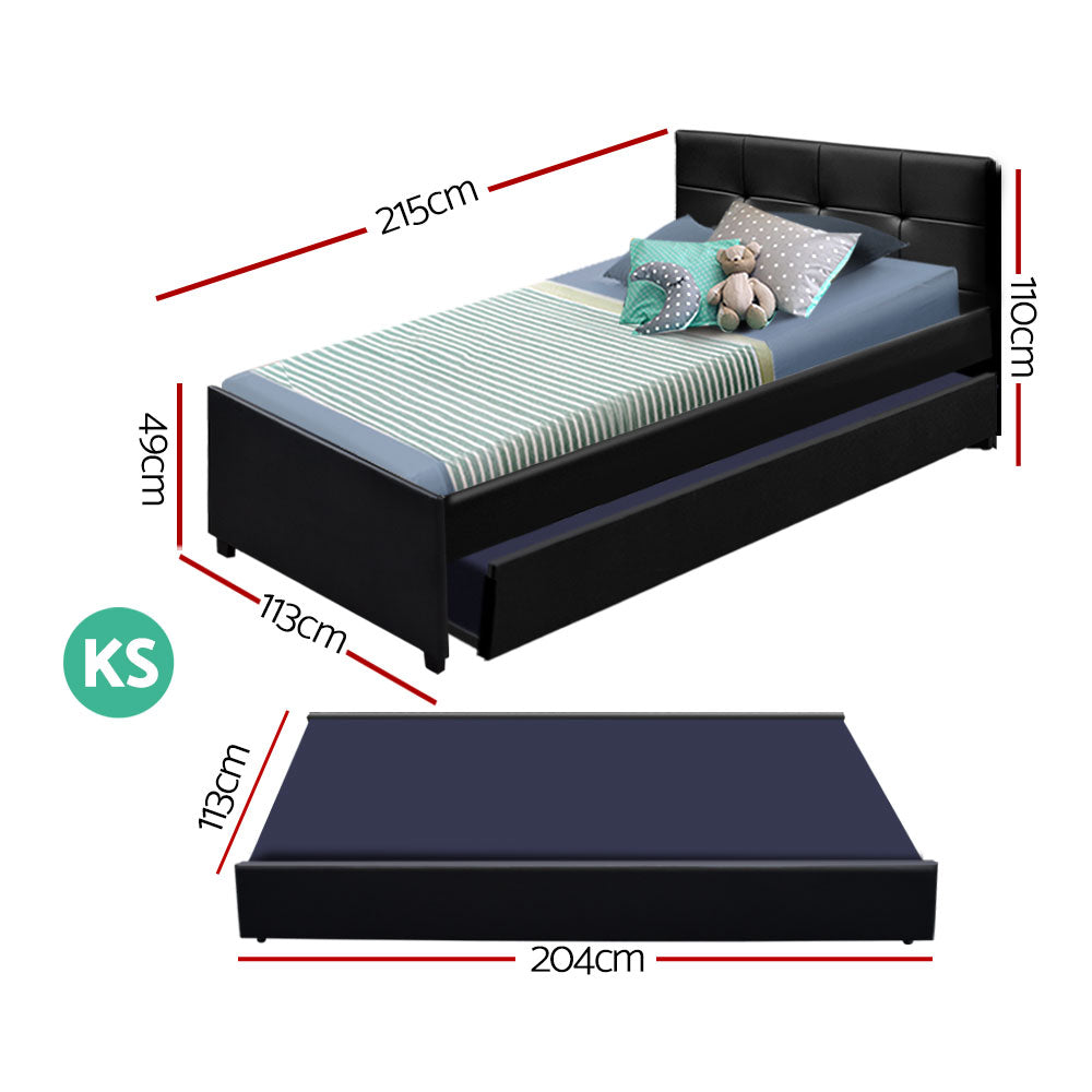 Artiss Bed Frame King Single Size Trundle Daybed Black