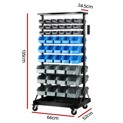 Giantz 90 Storage Bin Rack Stand Double-sided Wheels