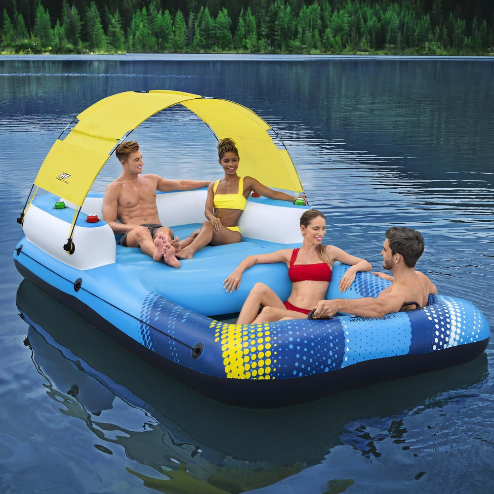 Bestway Inflatable Floating Island Float Lounger Sunshade Pool Bed 3.05Mx1.86M