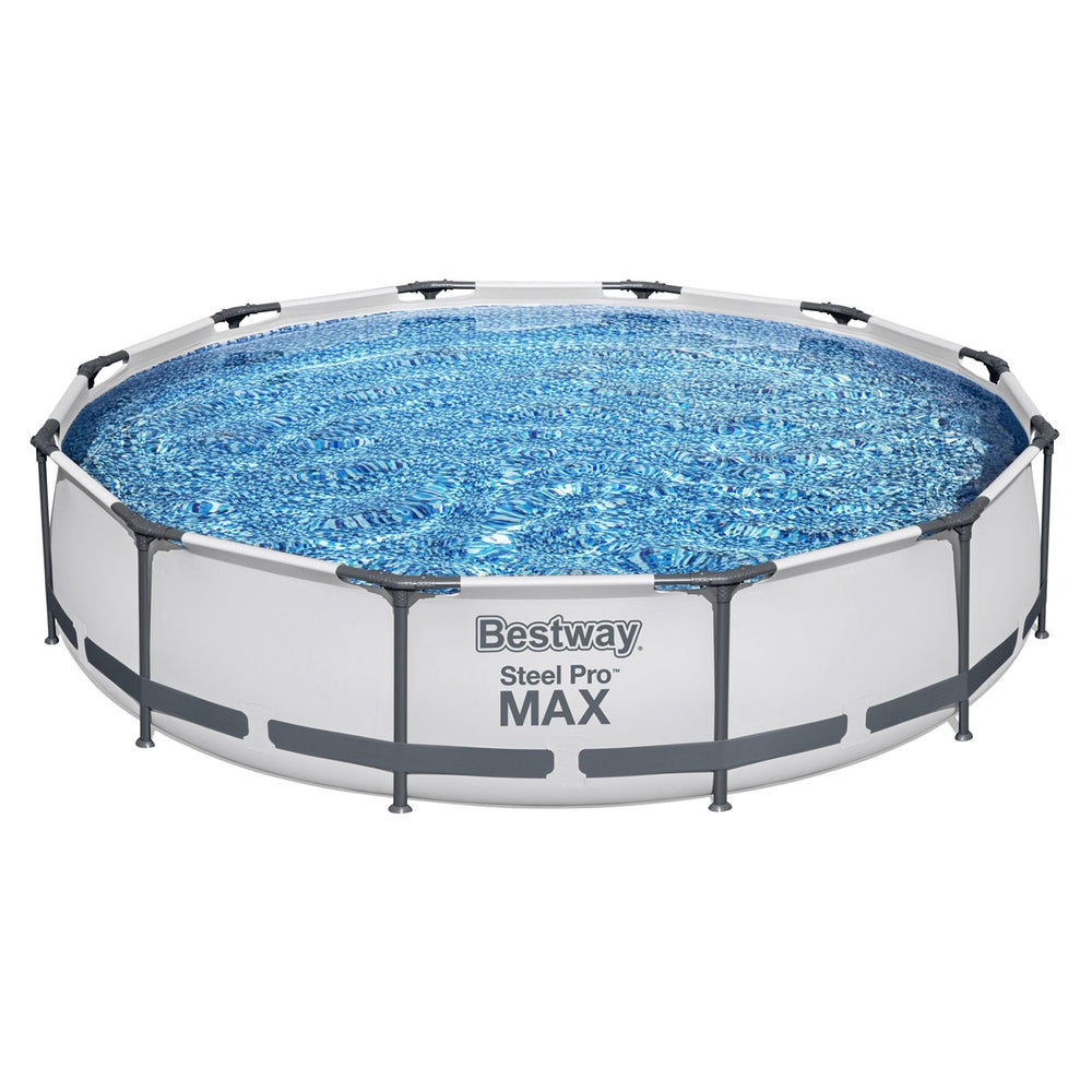 Bestway Swimming Pool 366x76cm Steel Frame Round Above Ground Pools w/ Filter Pump 6473L