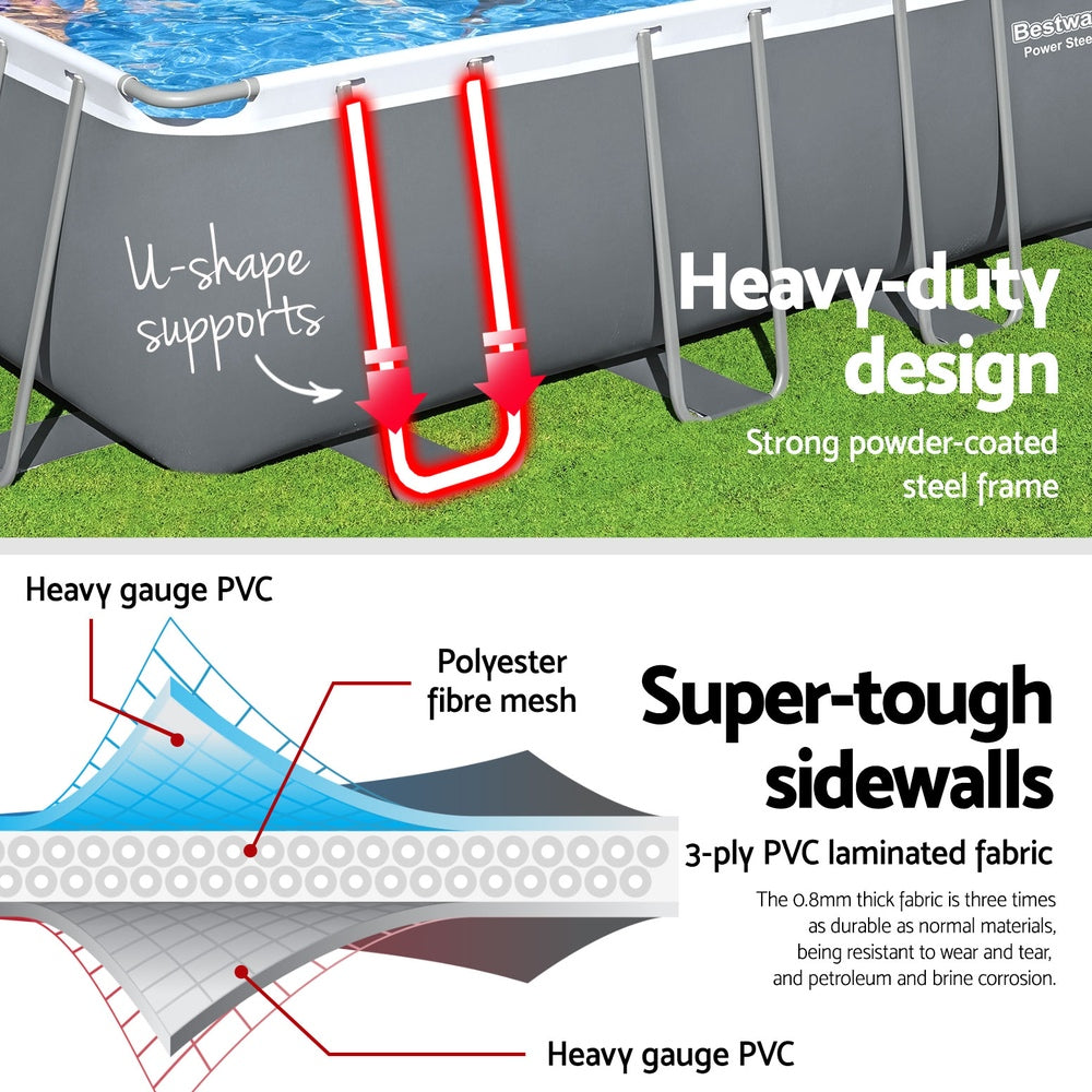 Bestway Swimming Pool 732x366x132cm Steel Frame Above Ground Pools Ladder 30045L